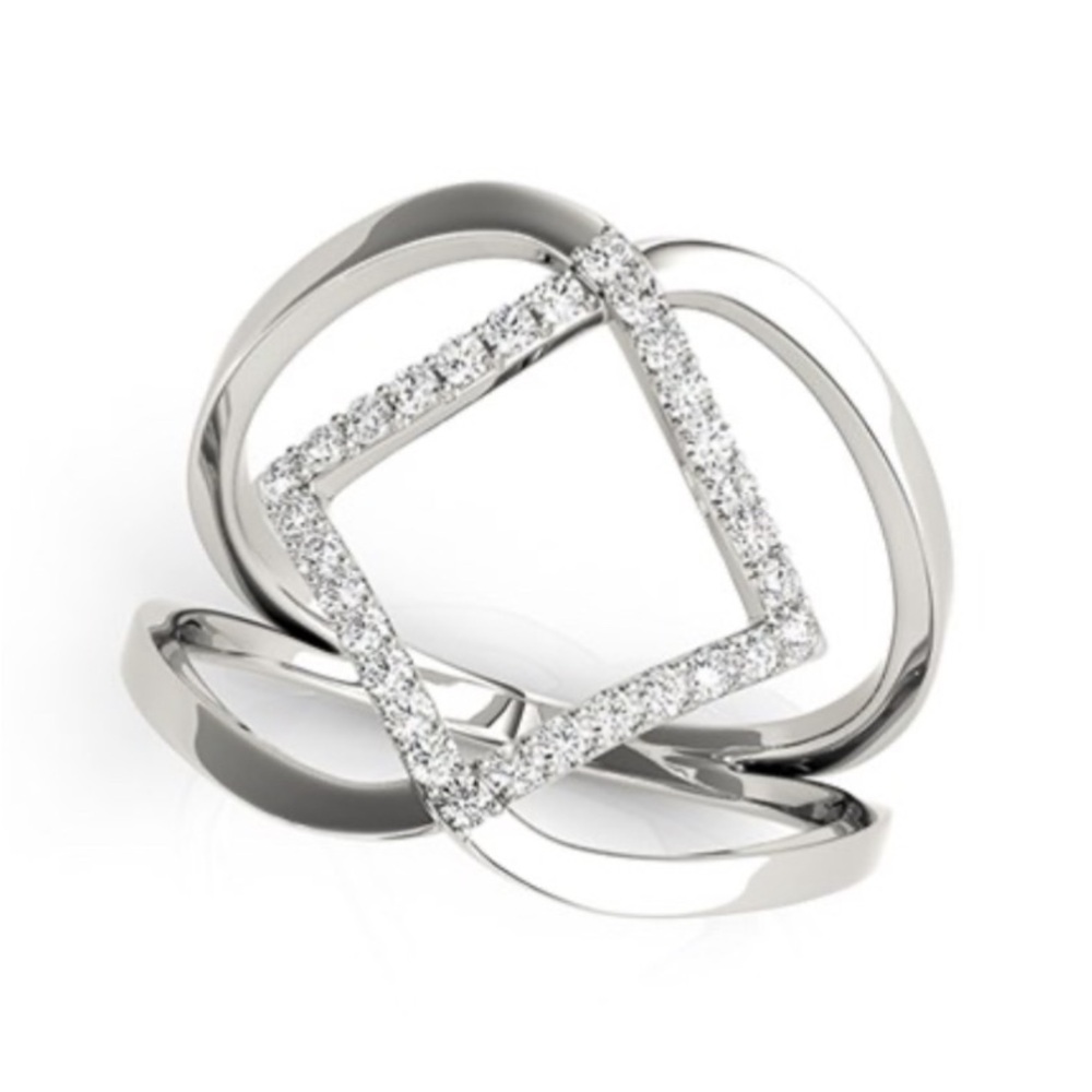 Large Square .2ct Diamond Ring 14k White Gold